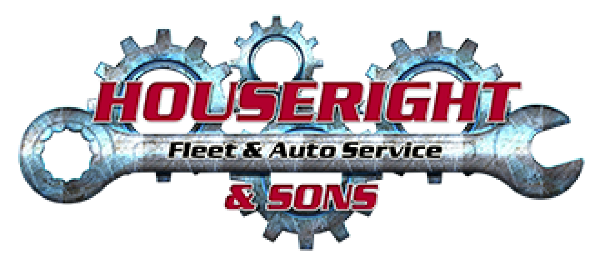 The Houseright & Sons Fleet & Auto Service logo featuring red text on a metallic wrench and gear background.
